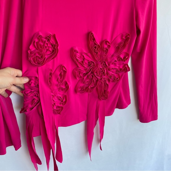 JOSEPH RIBKOFF pink 3D designer floral blouse size 12 - Picture 4 of 5